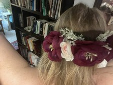Handmade Floral Crown, Bridal Crown, Red Pink Bridesmaids Headpiece, Wedding