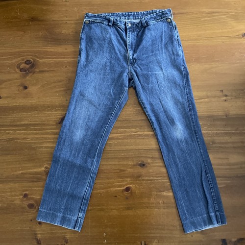 RM Williams Jeans Mens 37R W34 L30 Blue Denim Straight Leg Snap Pocket TT047