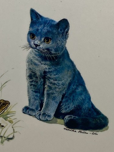 VTG Monika Heller-Cole Kitten / Cat And Frog Decorative Ceramic Tile - Picture 8 of 10