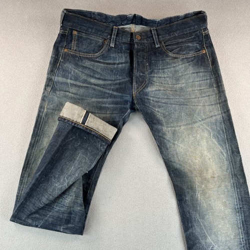 Pantalones de mezclilla Levis 501XX para hombre 32x32 ribete grande E LVC lavados rectos desgastados