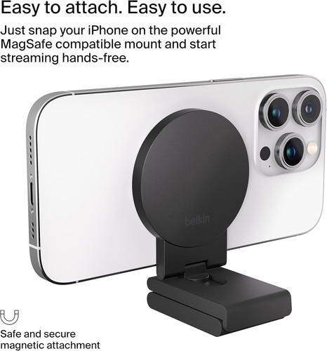 Belkin iPhone MagSafe Continuity Camera Mount for Mac Desktops, Easy Magnetic At - Afbeelding 4 van 8