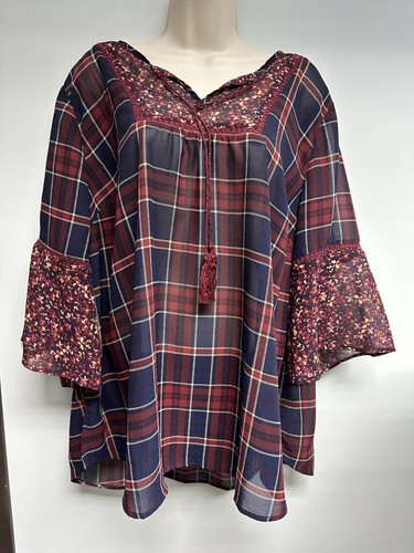 Catherines Damen transparentes Top 1XWP Oversize Bauern Boho leichte Tunika Bluse - Bild 1 von 9