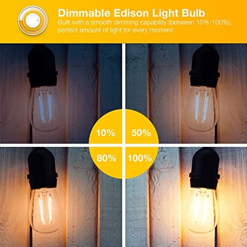 Vintage LED Edison Leuchtmittel, E26 LED Leuchtmittel 60W Äquivalent, 4er Pack warmweiß - Bild 5 von 8