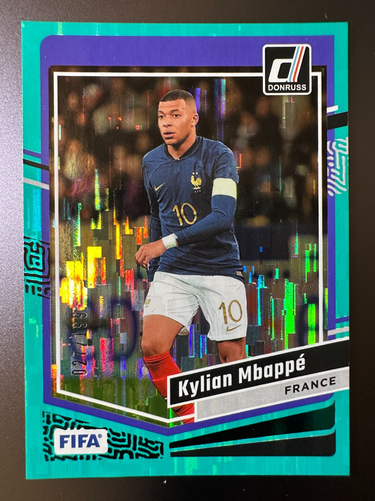 2023-24 Panini Donruss FIFA Soccer Aqua /199 - Kylian Mbappe #17