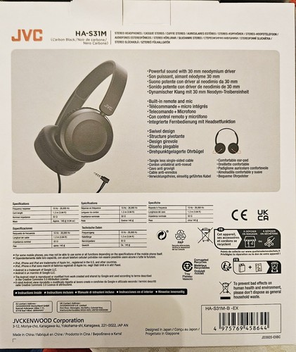 JVC HA-S31M Cuffie auricolari cablate - Nero - Foto 2 di 4