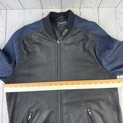 Mackage Black and Blue Leather Denim Combo Jacket Full-Zip Men's Jacket Medium - Picture 15 of 17