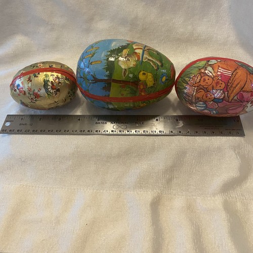 Set 3 Nestchen Vintage Made in *Western Germany Pappmaché Eier Ostern Süßigkeiten Halter - Bild 4 von 19