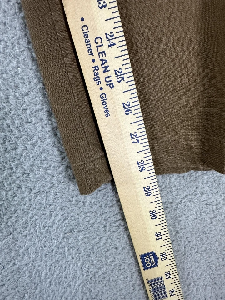 Izod Pants Mens 36x29 Brown Linen Blend Flat Front Dress Trousers Lightweight - Image 4 of 4