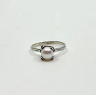 Solitaire Vintage Saltwater Akoya Cultured Pearl Silver Ring Japan Sz 7.50