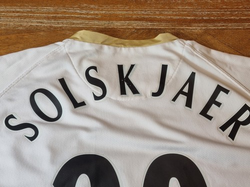 Nike Manchester United 2006 2008 Solskjaer 20 Blanco Fútbol Visitante Camiseta Para Hombres XL - Imagen 14 de 14