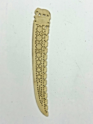 VINTAGE PLASTIC BOOKMARK ELEPHANT INTRICATE DESIGN LETTER OPENER IVORY CELLULOID