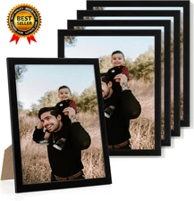8X10 Picture Frame Set of 5 Black Photo Frames Display 8"X10" Pictures Picture
