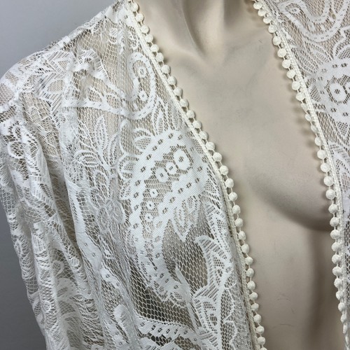 Womens MixIt One Size Ivory Lace Floral Kimono Cover Up - Picture 5 of 6
