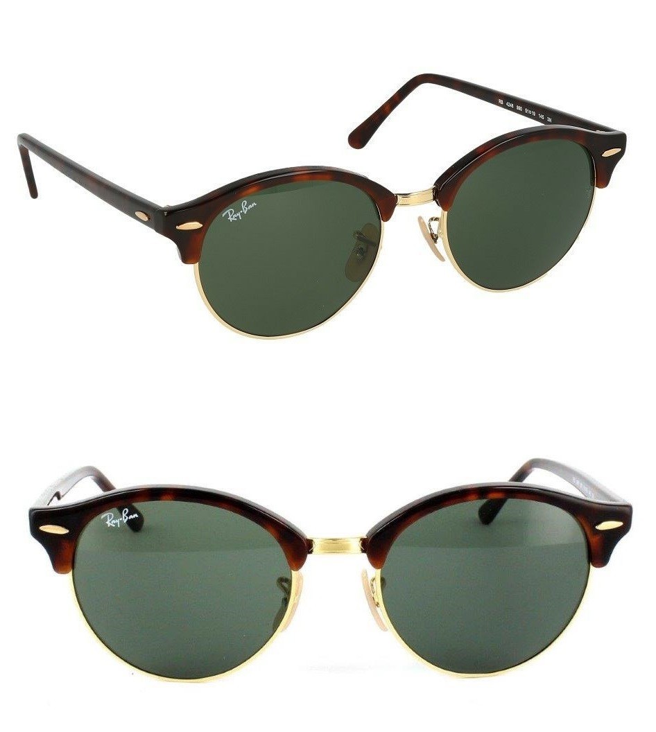 Ray Ban SONNENBRILLE GRÜN BRAUN RB 4246 990 51 CLUBROUND 4346 BRILLE 3016 ETUI