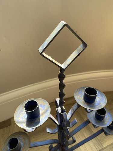 Vintage Wrought Iron Candelabra Candle Holder Brutalist French Gothic - Picture 8 of 8