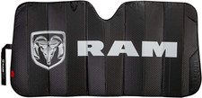 003860R01 RAM Logo Black Matte Finish Front Windshield Accordion Sunshade