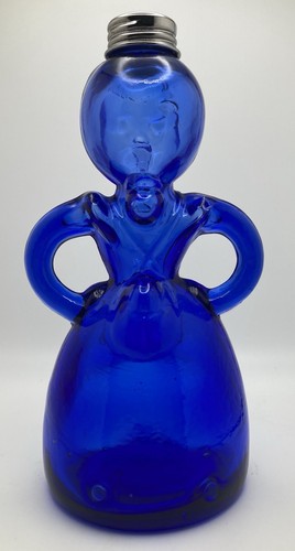 Vintage Cobalt Blue Glass Merry Maid Woman Shape Bottle Shaker - Picture 3 of 8