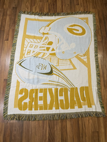 Vintage Green Bay Packers großer weicher Überwurf Acryl Decke 57” x 44” - NFL - Bild 6 von 10