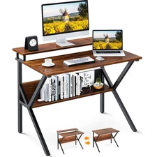 Small Desk, 27.5 Inch Computer Desk for Small Spaces, Desk with Storage, Stud...