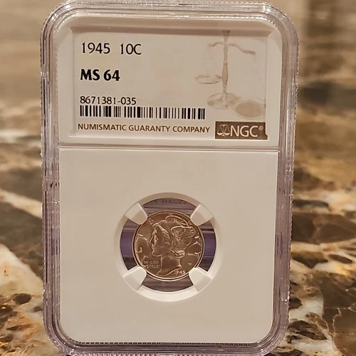1945 Mercury Dime NGC MS 64 Gem Silver Coin 10C
