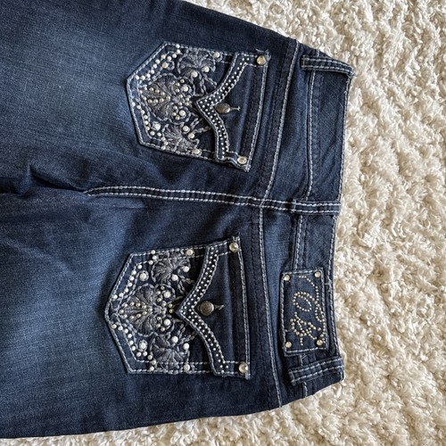 Code Bleu Jeans Size 8 Annette Bootcut Distressed Embellished  30” waist - Picture 3 of 8