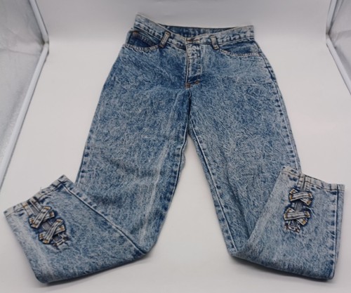 Vintage Action West Blue Jeans With Bows On Back Heels Size 9. D2223 - Picture 5 of 14