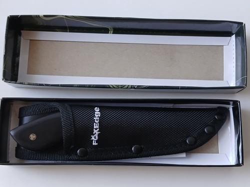 Cuchillo fijo Fox Edge 3" acero inoxidable hoja espiga completa mango negro madera de pakka - Imagen 11 de 12