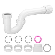 VEVOR P-Trap White Plastic P-Trap 1-1/2 in Kitchen Bathroom Sink Drain Plumbing