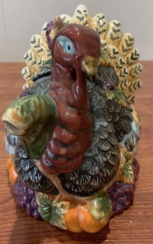 Vintage Ceramic Thanksgiving Turkey Teapot B161 - Picture 4 of 17