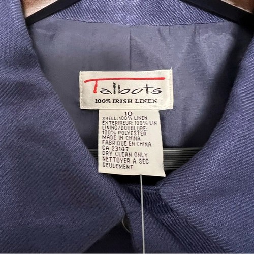 NEW Talbots Slate Blue 100% Irish Linen 5 Button Blazer Size 10 - Picture 9 of 9