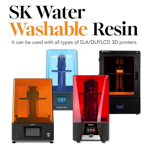 SK Water Washable 3D Printer Rapid Resin LCD/DLP/LCD UV-Curing Resin 405nm Black - Picture 7 of 14
