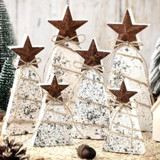 Bucherry 6 Pcs Wooden Christmas Tree Tabletop Decoration Trees... 
