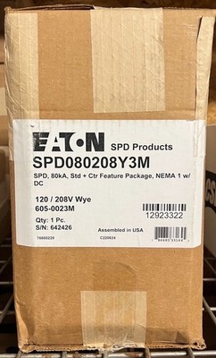 Eaton SPD080208Y3M Surge Protection Device 80kA 120/208V Wye NEMA 1 w/DC