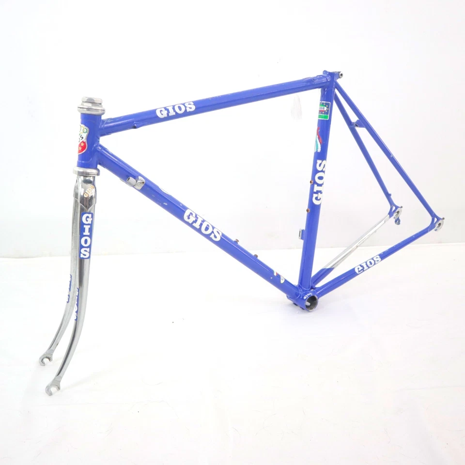 Cuadro de acero vintage Gios 52 cm azul italiano hecho a mano roscado BB freno de llanta Foto 3 de 4