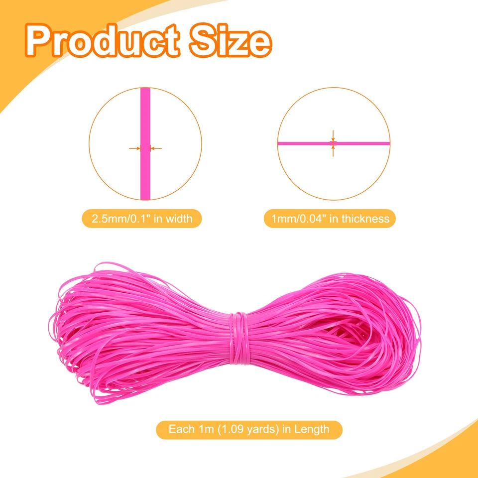 100pcs Plastic Landyard String, 1m Gimp Boondoggle Cord for Crafts, Rose Red - Image 2 of 4