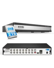 H.265+ Full 1080P 16 Channel Hybrid 4-in-1 Surveillance CCTV DVR with 2TB HDD...
