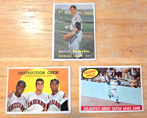 1957 Topps #212 Rocky Colavito (RC) Card, 59 Topps Destruction Crew, Great Catch
