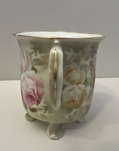 Antique Royal Bayreuth Rose Tapestry Porcelain Footed Handled Cigarette Holder - Picture 7 of 9