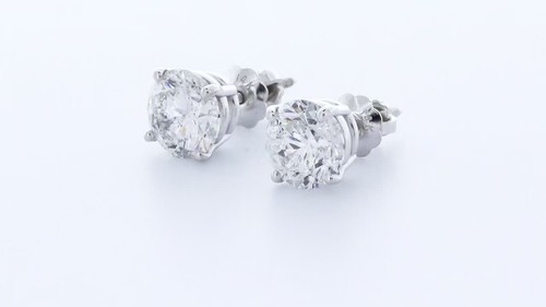 Ohrstecker klassisch massiv 14K Gelbgold 1,53 ct rund natürlicher Diamant F SI1 - Video 1 von 1