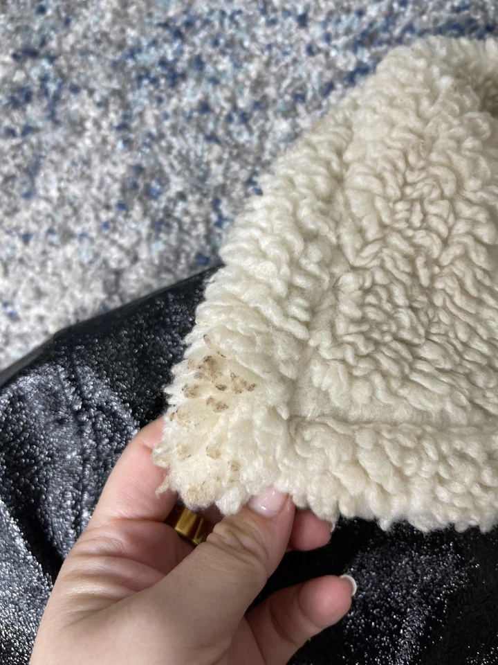 Wilfred Jacket Womens XXS Black Faux Leather Sherpa Collar Cropped Moto Style - Image 4 of 4