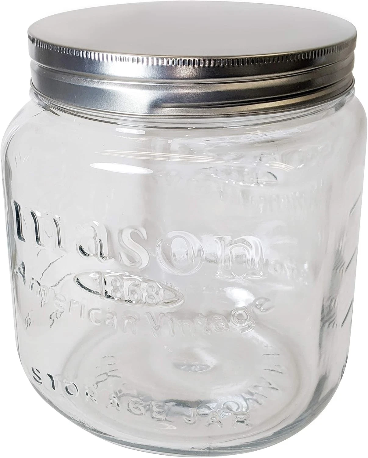 Grant Howard Jumbo Mason Embossed Glass Storage Jar, 92 Ounces, Clear