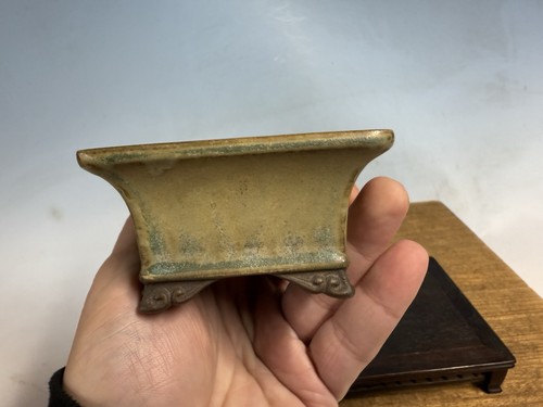 Japanischer unbekannter Hersteller Shohin Größe Bonsai Baum Topf 5" grüne Glasur - Bild 8 von 16