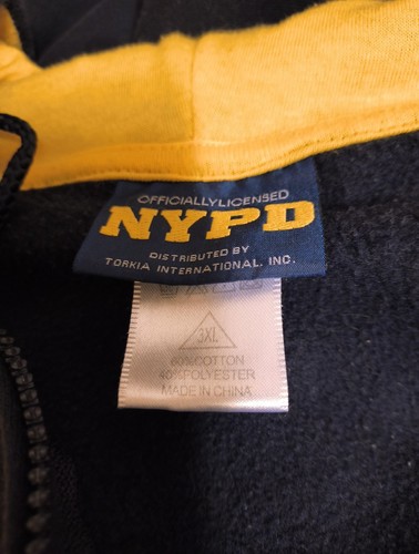 NYPD Adult 3XL Blu NEW YORK POLICE Ufficiale Licenza Zip Up con Cappuccio - Foto 8 di 8