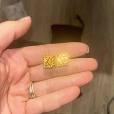 Loewe S925 Gold Plated Anagram Stud Earrings Square Logo Design Elegant