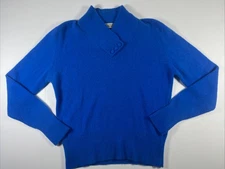 Christie & Jill Wool Angora Rabbit Cowls Wrap Neck Pullover Sweater Large Blue