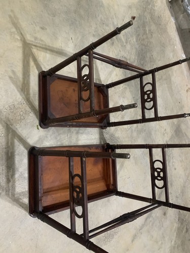 Vintage ENGLISH ? Mahogany ?  Cherry Wood ? NESTING TABLES Art Nouveau Edwardian - Picture 18 of 22