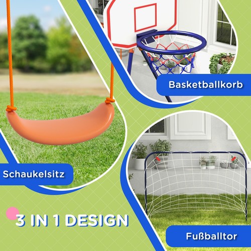 Outsunny Kinderschaukel-Set, Fußballtor, Basketballkorb, Stahlgestell, 3-8 Jahre - Bild 5 von 10