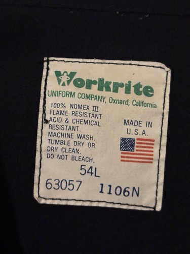 Workrite Flame & Acid & Chemical Resistant Coverall UltraSoft Uniform 54L Black - Picture 2 of 13