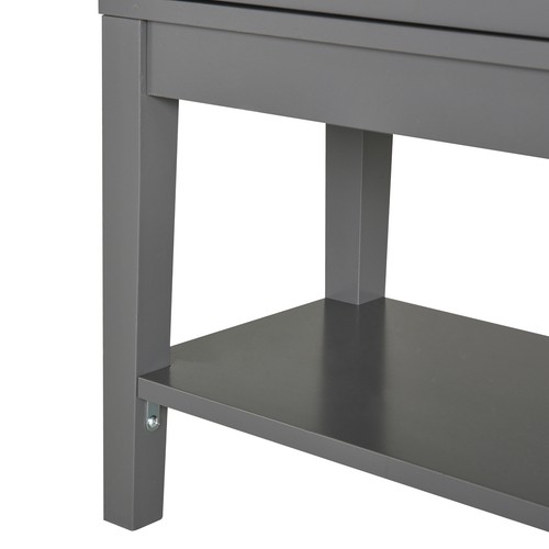 Wood Sturdy Living Room Storage Table Sideboard Buffet with Window Pane Doors - Picture 11 of 11