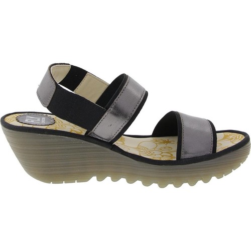 FLY London Womens Silver Stretch Leather Slingback Heels 40 BHFO 3067 - Picture 3 of 3